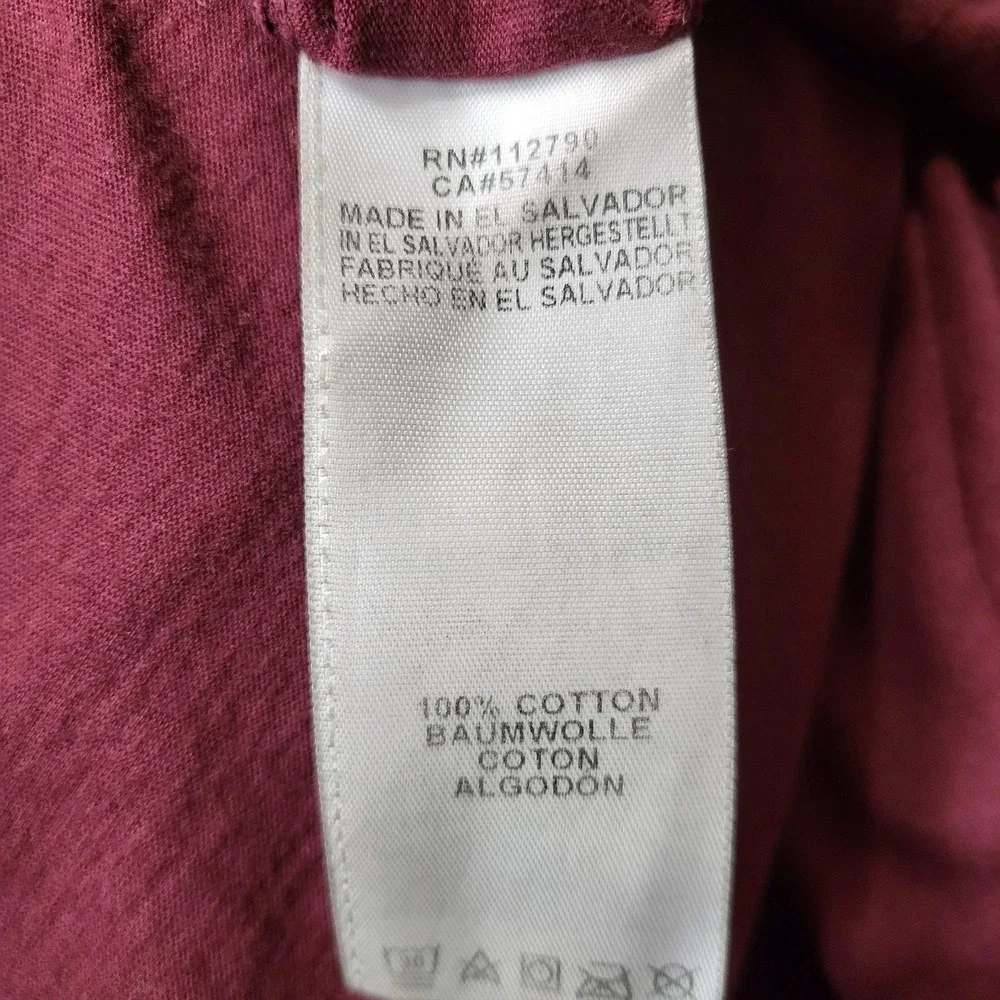 True Religion Men Shirt XL Burgundy Buddha Guitar Logo Graphic Print Short